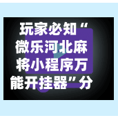 玩家必知“微乐河北麻将小程序万能开挂器	”分享用挂教程-第2张图片
