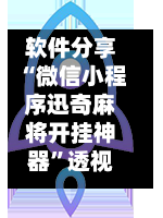 软件分享“微信小程序迅奇麻将开挂神器”透视开挂辅助教程-第2张图片