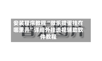 安装程序教程“微乐掼蛋挂在哪里开”详细外挂透视辅助软件教程-第1张图片