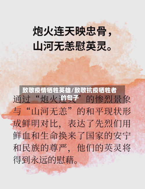 致敬疫情牺牲英雄/致敬抗疫牺牲者的句子
