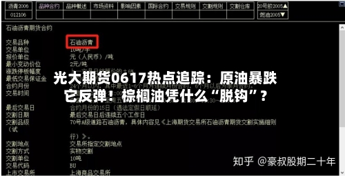 光大期货0617热点追踪：原油暴跌它反弹！棕榈油凭什么“脱钩”？