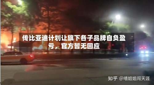 传比亚迪计划让旗下各子品牌自负盈亏，官方暂无回应