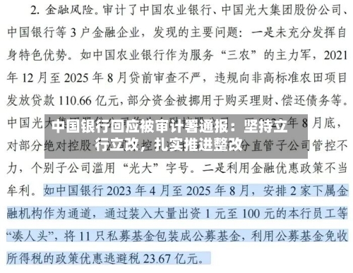 中国银行回应被审计署通报：坚持立行立改，扎实推进整改-第2张图片